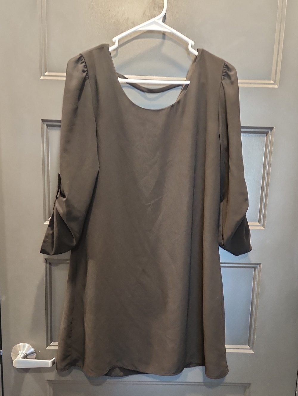 Black Mini Tie-Sleeve Scoop Neck Dress